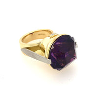 Gordon Aatlo Legacy Collection; 18K Yellow Gold and Platinum African Amethyst Ring