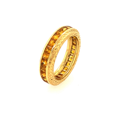 18K Yellow Gold and Yellow Sapphire Engraved Eternity Band Style Ring