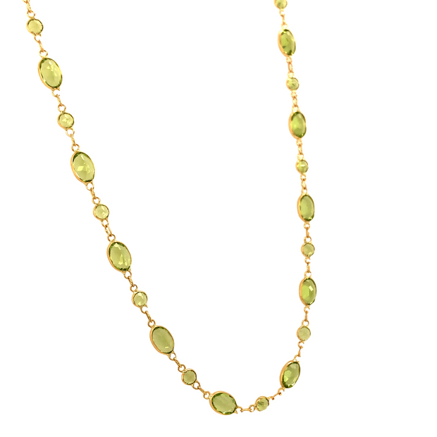 18K Yellow Gold Handmade Italian Design Peridot Necklace