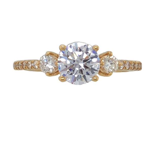 ELMA Designs 18k Yellow Gold and Diamond 3-Stone Engagement Ring