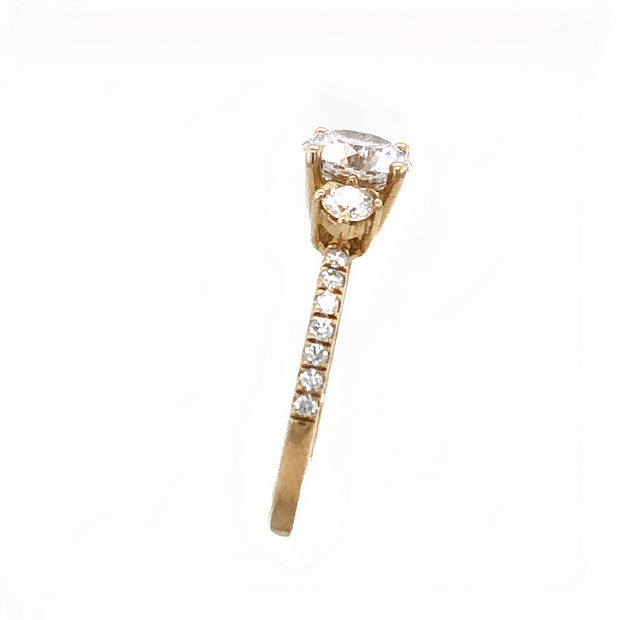 ELMA Designs 18k Yellow Gold and Diamond 3-Stone Engagement Ring