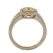 18K White Gold Yellow and White Diamond Custer Ring