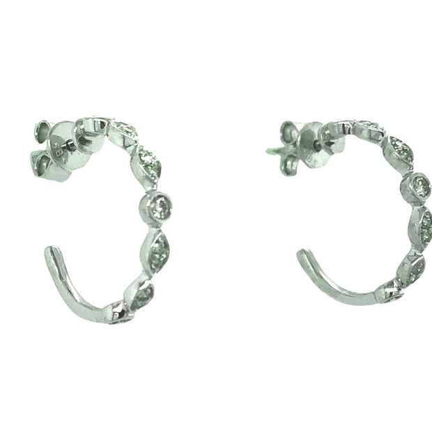 14k White Gold Bezel Set Diamond Earrings