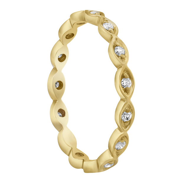 14k Yellow Gold and Diamond Stacking Ring