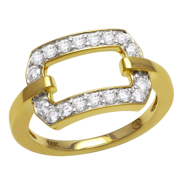 14k Yellow Gold Diamond Buckle Ring