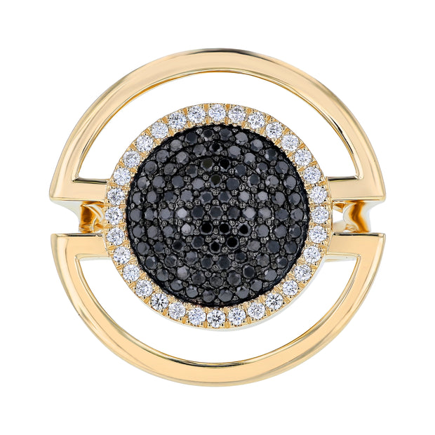 14kYellow Gold Black Diamond Circle Ring