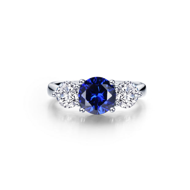 Lafonn Lassiare Diamond and Blue Sapphire Three Stone Ring