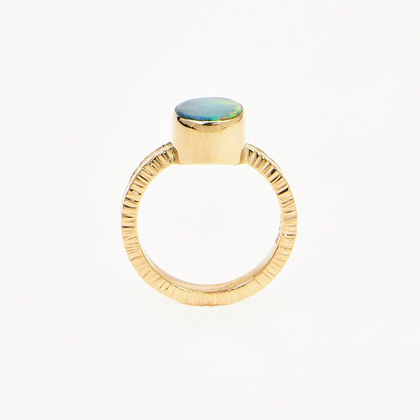 Michael Baksa 14K Gold  Black Opal Doublet Ring