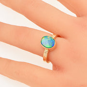 Michael Baksa 14K Gold  Black Opal Doublet Ring