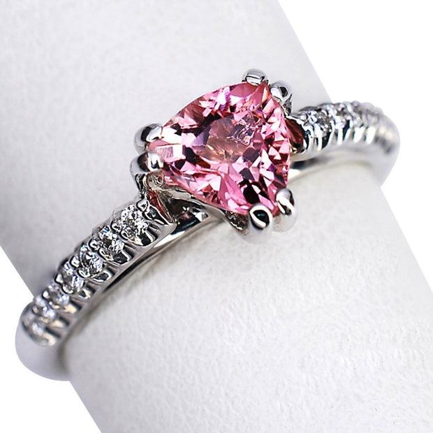 14k White Gold Pink Tourmaline and Diamond Ring - Aatlo Jewelry Gallery