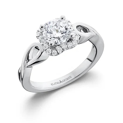 ELMA Designs 18k White Gold Square Halo Engagement Ring