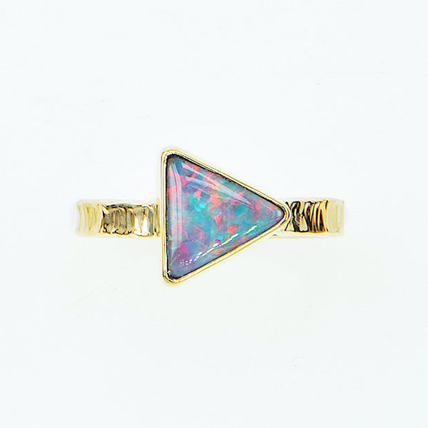 Michael Baksa 14K Gold  Black Opal Doublet Ring - Aatlo Jewelry Gallery