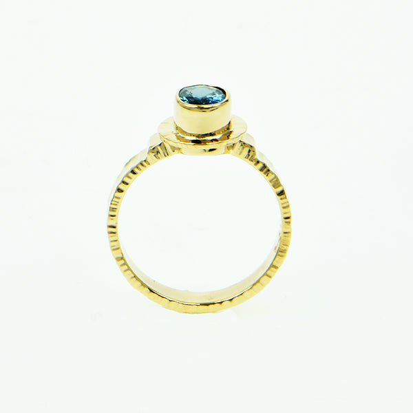 Michael Baksa 14K Gold Blue Ceylon Sapphire Ring