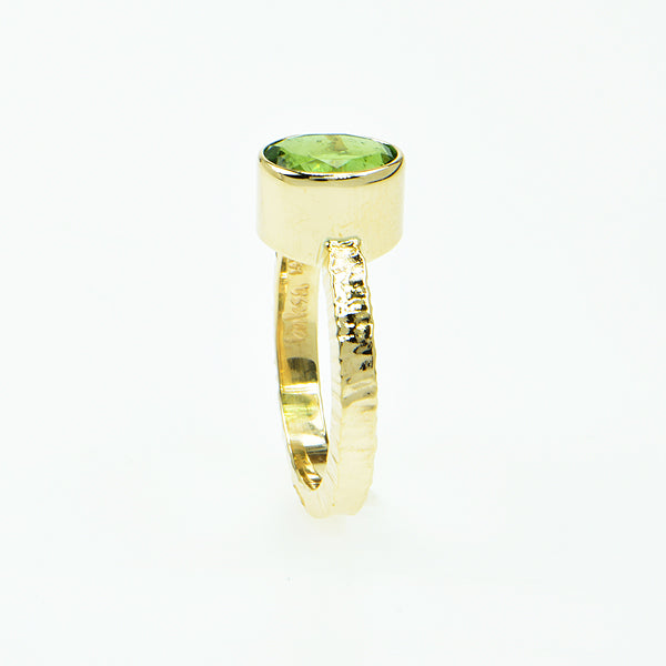 Michael Baksa 14K Gold Light Green Tourmaline Ring