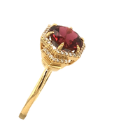 14K Yellow Gold Rubellite and Diamond Ring