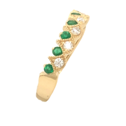 14K Yellow Gold Round Emerald and Diamond Ring