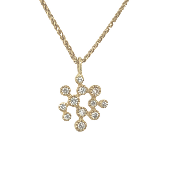 14K Yellow Gold Freeform Diamond Pendant