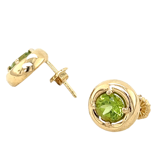 14K Yellow Gold Peridot Necklace and Earring Set