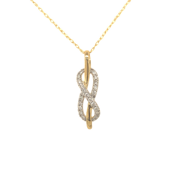 14K Yellow Gold and Diamond Abstract Figure 8 Pendant