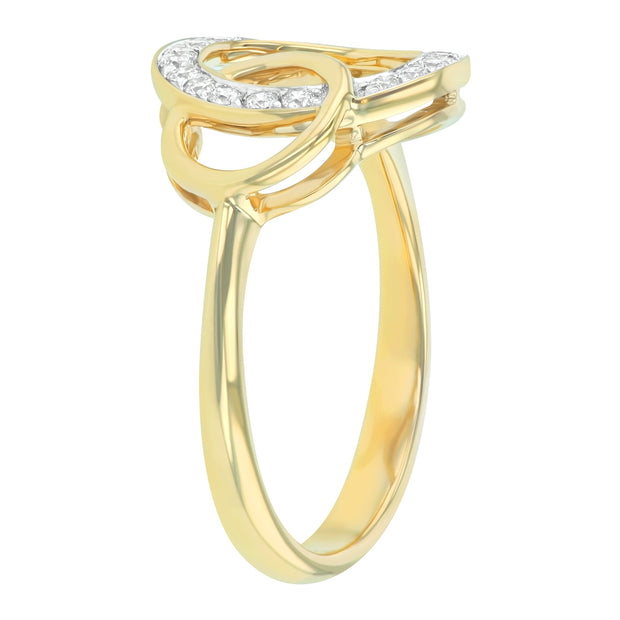 Double Circle Diamond Ring - 14k Yellow Gold