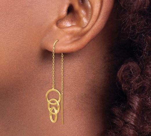 14k Triple Circle Threader Earrings