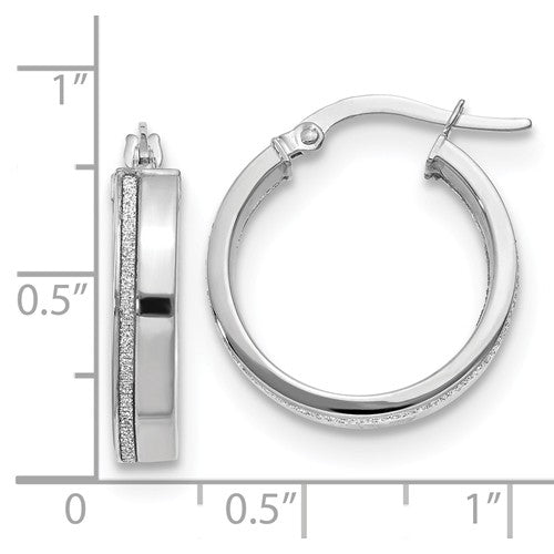 14k White Gold Glimmer Hoop Earrings