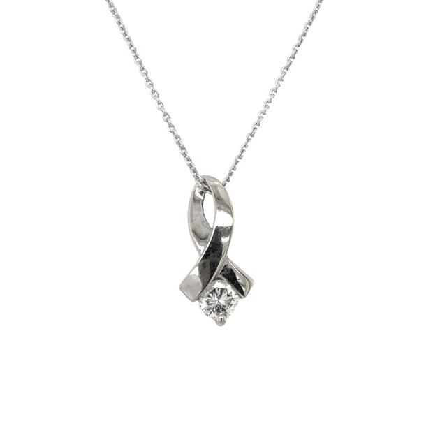 14k White Gold Quarter Carat Diamond Pendant