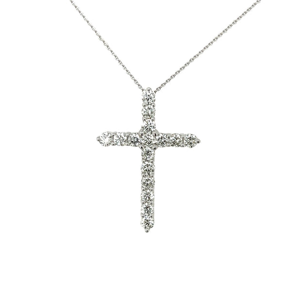 14k White Gold and Diamond Cross Necklace