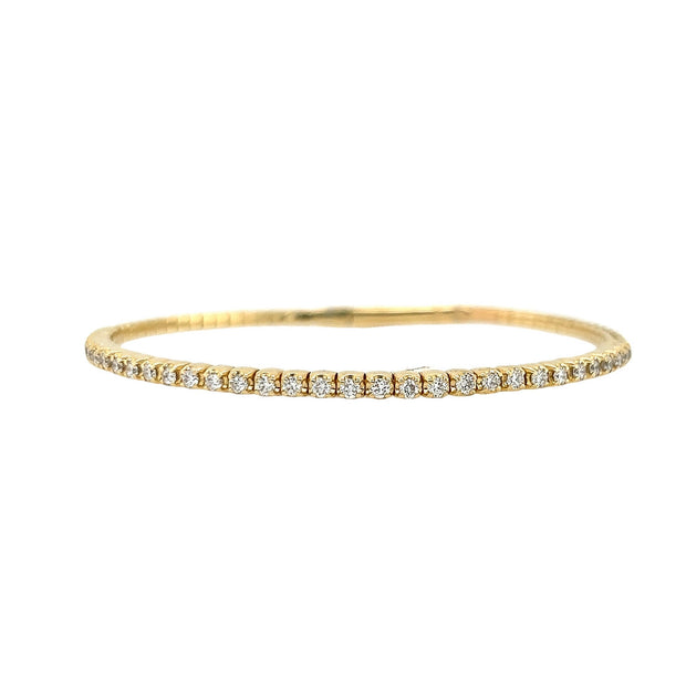 14k Yellow Flexible Gold Diamond Bangle Bracelet