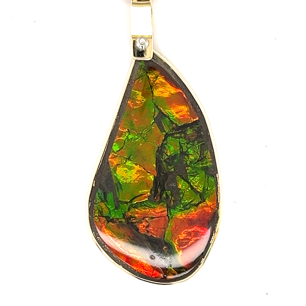 14k Yellow Gold Ammolite Pendant