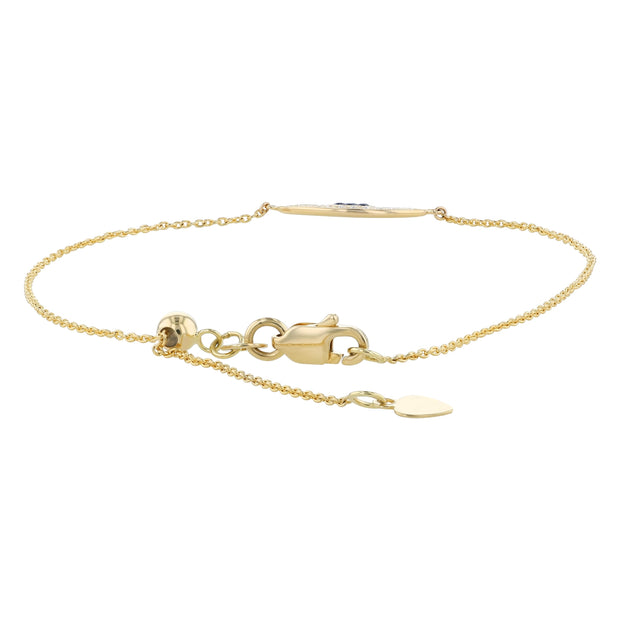 14k Yellow Gold Diamond and Blue Sapphire Evil Eye Bracelet