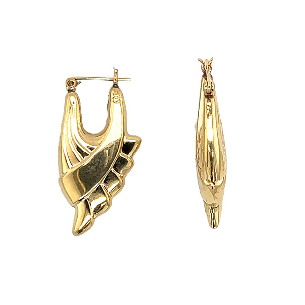 14k Yellow Gold Fan Style Earrings