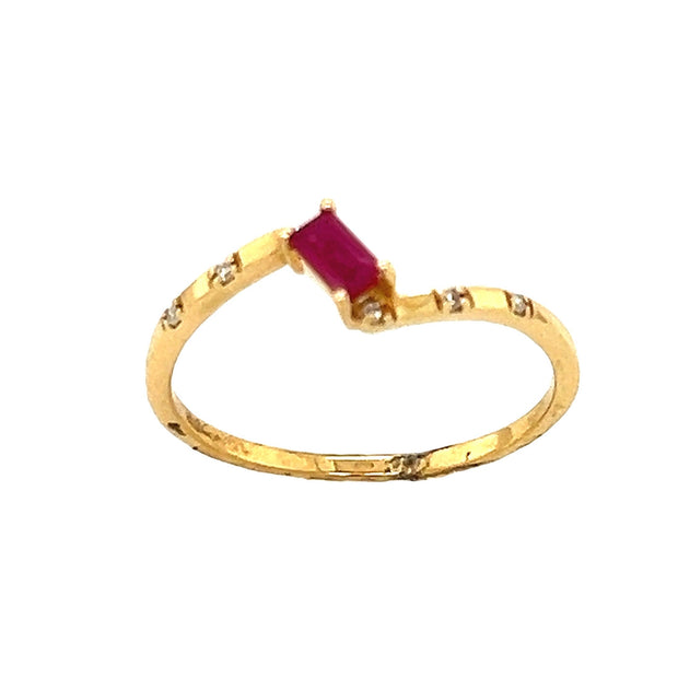 14k Yellow Gold Ruby and Diamond Ring