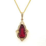14k Yellow Gold Rubellite and Diamond Necklace