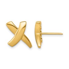 18K Yellow Gold Polished X Earrings