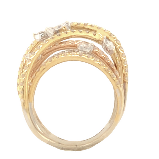 18K White and Yellow Gold Diamond Highway Ring