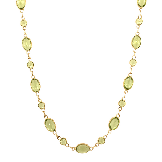 18K Yellow Gold Handmade Italian Design Peridot Necklace