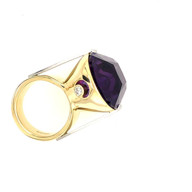 Gordon Aatlo Legacy Collection; 18K Yellow Gold and Platinum African Amethyst Ring