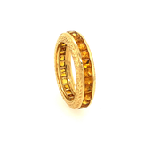 18K Yellow Gold and Yellow Sapphire Engraved Eternity Band Style Ring