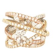 18K White and Yellow Gold Diamond Highway Ring