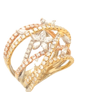 18K White and Yellow Gold Diamond Highway Ring