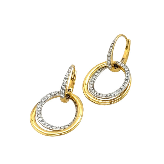 18k 2-Tone Gold and Diamond Earrings