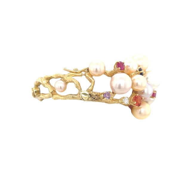 Gordon Aatlo Legacy Collection 18k Custom Freshwater Pearl and Sapphire Bracelet