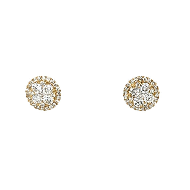 18k Round Diamond Cluster Earrings