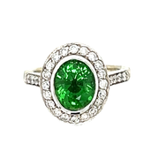 18k White Gold Tsavorite and Diamond Halo Ring