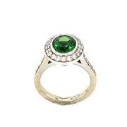 18k White Gold Tsavorite and Diamond Halo Ring