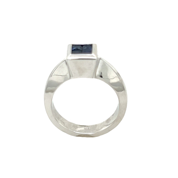 18k Invisible Set Blue Sapphire Cluster Ring