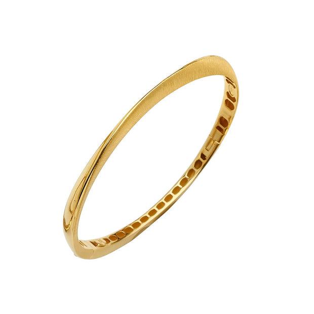 18k Yellow Gold 2-Tone Twisted Bangle