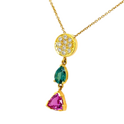 18k Yellow Mixed Gem Drop Pendant