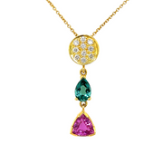 18k Yellow Mixed Gem Drop Pendant